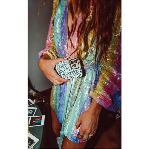 Show Me Your Mumu Wear Me Out Dress in Rainbow Stripe Sequins size small - Picture 1 of 16